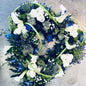 Blue & White Open Centre Heat - Funeral Flowers