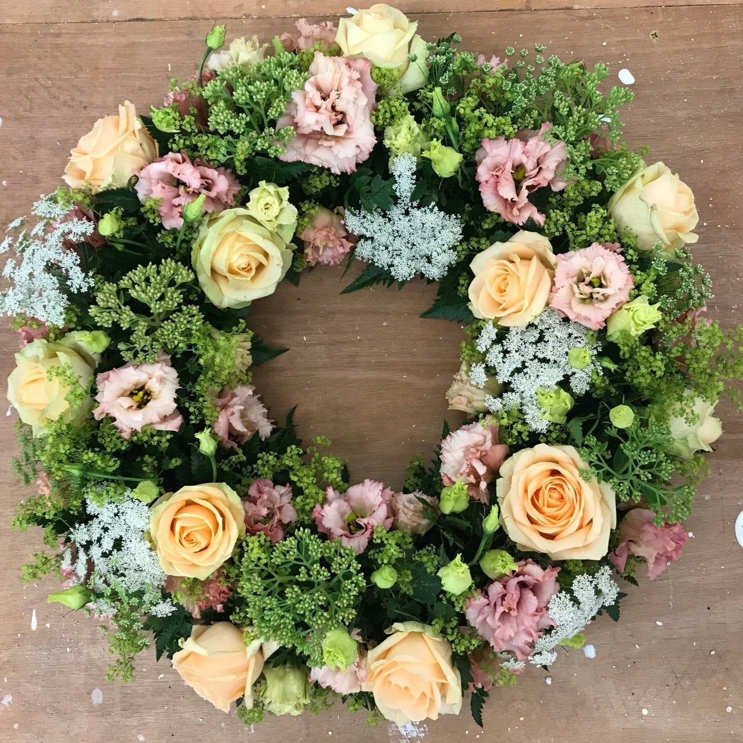 Country Peach Wreath - Funeral Flowers